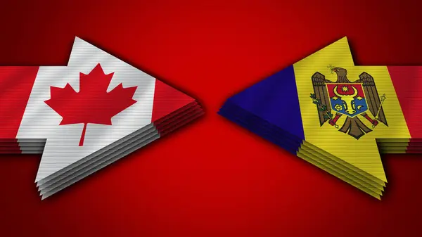 Moldávia vs Canadá Bandeiras de seta Ilustração 3D — Fotografia de Stock