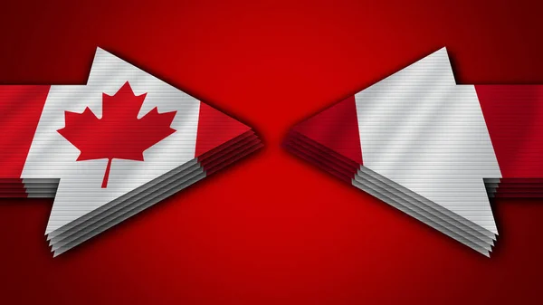 Peru vs Canada Pijl Vlaggen 3D Illustratie — Stockfoto