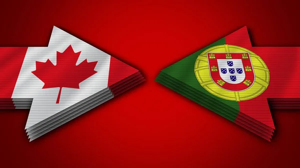 Portugalia vs Kanada Arrow Flags Ilustracja 3D — Zdjęcie stockowe