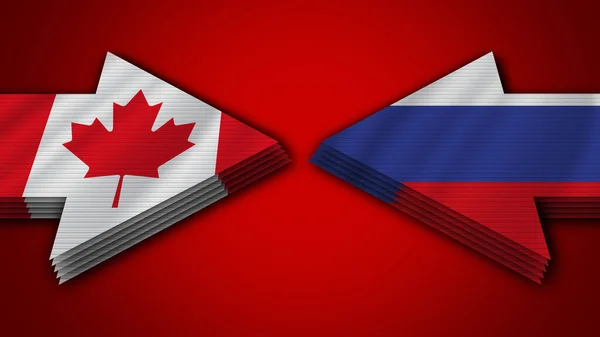 Rusland vs Canada Pijl Vlaggen 3D Illustratie — Stockfoto