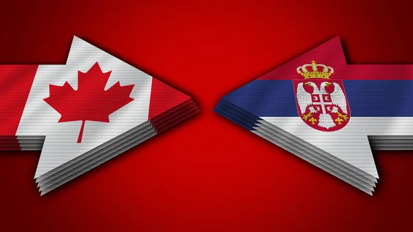Serbia vs Kanada Flagi strzałek Ilustracja 3D — Zdjęcie stockowe