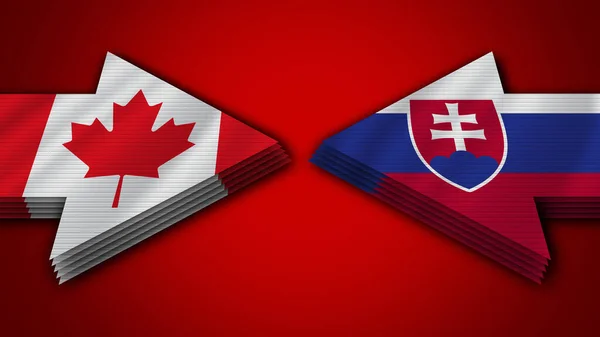 Словаччина проти Канади Стріла Прапори 3D Ілюстрація — стокове фото