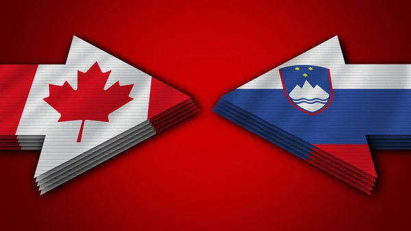 Słowenia vs Kanada Flagi strzałek Ilustracja 3D — Zdjęcie stockowe