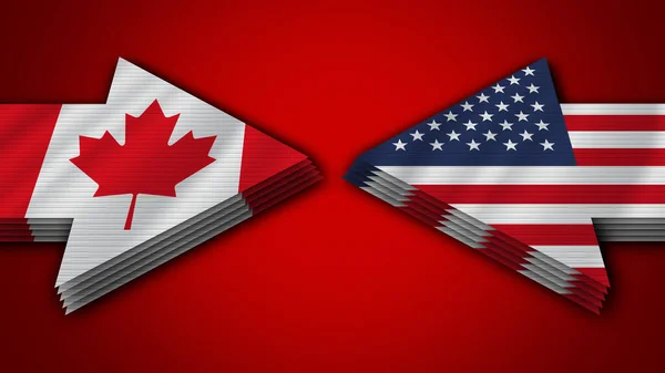 美利坚合众国诉加拿大箭旗3D说明 — 图库照片