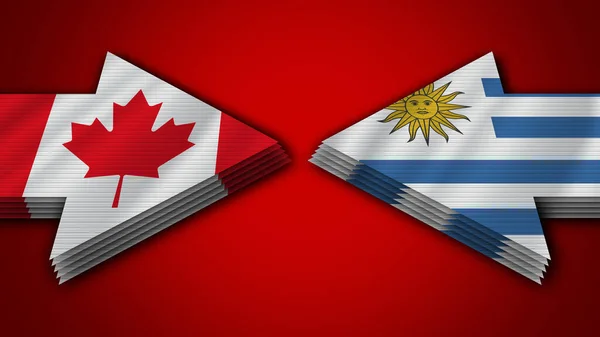 Uruguay vs Canada Pijl Vlaggen 3D Illustratie — Stockfoto