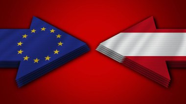 Avusturya, Avrupa Birliği Ok Bayraklarına Karşı 3D Görüntü