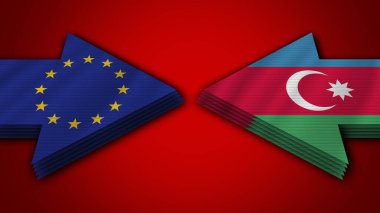 Azerbaycan, Avrupa Birliği Ok Bayraklarına Karşı 3D Görüntü