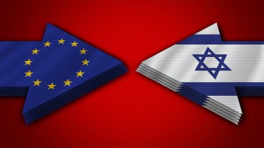 İsrail, Avrupa Birliği Ok Bayraklarına Karşı 3 Boyutlu Görüntü