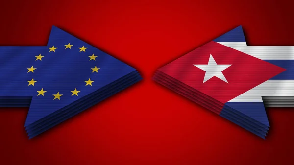 Pfeilfahnen Kuba Gegen Europäische Union Illustration — Stockfoto