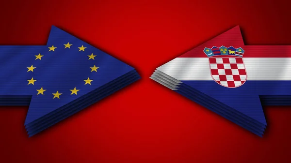 克罗地亚诉欧洲联盟箭旗3D说明 图库照片
