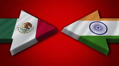 Hindistan Meksika 'ya Karşı Ok Bayrakları 3D Görüntü