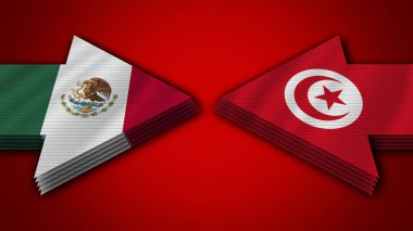 Tunus Meksika 'ya Karşı Ok Bayrakları 3D İllüstrasyon