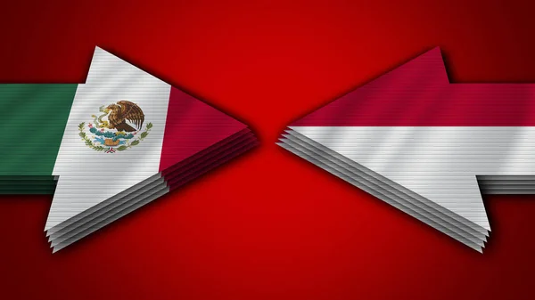 Indonezja Meksyk Flagi Strzałek Ilustracja — Zdjęcie stockowe