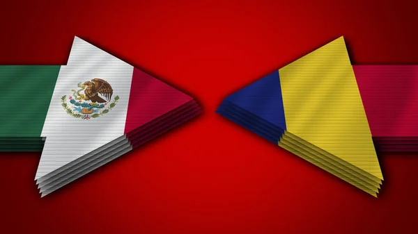 罗马尼亚诉墨西哥箭旗3D说明 — 图库照片