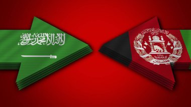 Afganistan Suudi Arabistan 'a Karşı Bayraklar 3D Görüntü