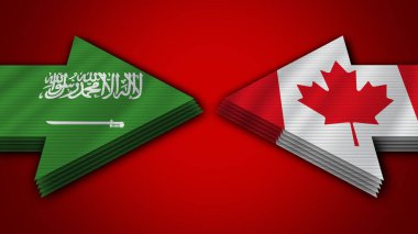 Kanada Suudi Arabistan Arrow Bayraklarına Karşı 3D Görüntü