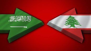 Lübnan Suudi Arabistan 'a Karşı Ok Bayrakları 3D Görüntü