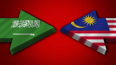 Malezya Suudi Arabistan Arrow Bayraklarına Karşı 3D Görüntü