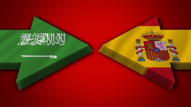 İspanya Suudi Arabistan 'a Karşı Ok Bayrakları 3D Görüntü