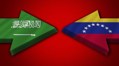 Venezuela Suudi Arabistan Ok Bayraklarına Karşı 3D Görüntü