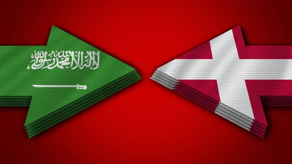 Danemark Arabie Saoudite Drapeaux Fléchés Illustration — Photo