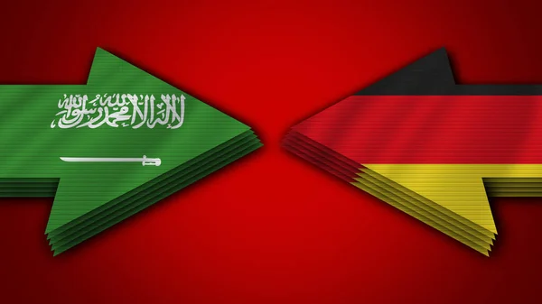 Allemagne Arabie Saoudite Drapeaux Fléchés Illustration — Photo