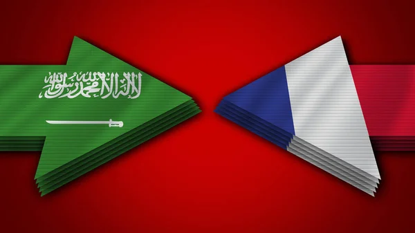 France Arabie Saoudite Drapeaux Fléchés Illustration — Photo