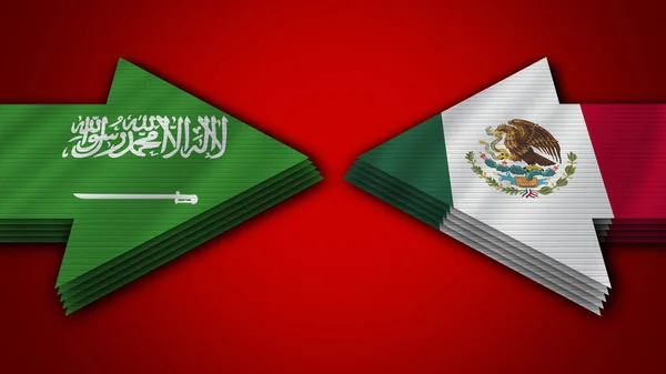 Mexique Arabie Saoudite Drapeaux Fléchés Illustration — Photo