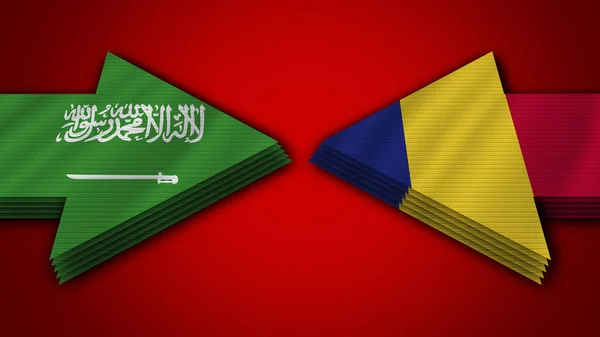 Drapeaux Fléchés Roumanie Arabie Saoudite Illustration — Photo