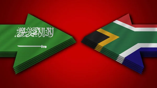 Sydafrika Saudiarabien Arrow Flaggor Illustration — Stockfoto