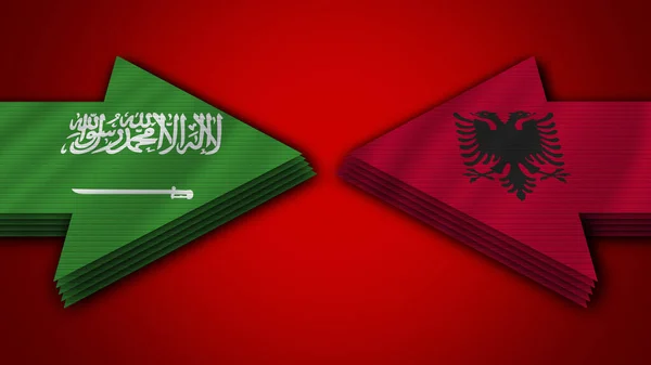 阿尔巴尼亚诉沙特阿拉伯箭旗3D说明 图库图片
