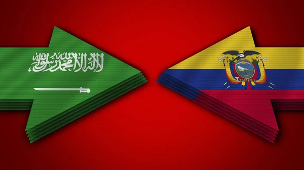 厄瓜多尔诉沙特阿拉伯箭旗3D说明 免版税图库照片