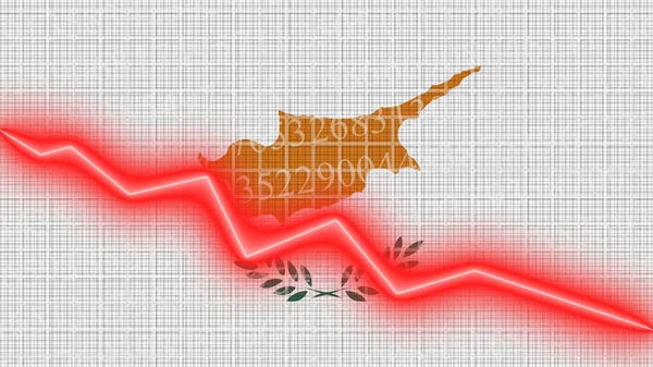 Kıbrıs Bayrağı Ekonomik Finansman Büyüme Grafiği Raporu Kırmızı Neon Zigzag — Stok fotoğraf