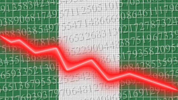 Nijerya Bayrağı Ekonomik Mali Büyüme Çizelgesi Kırmızı Neon Zigzag Çizgisi — Stok fotoğraf