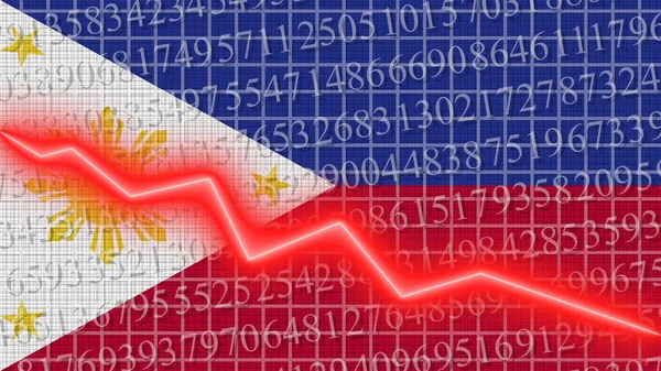 Filipina Flag Economic Finance Growth Chart Report Red Neon Zigzag — Stok Foto