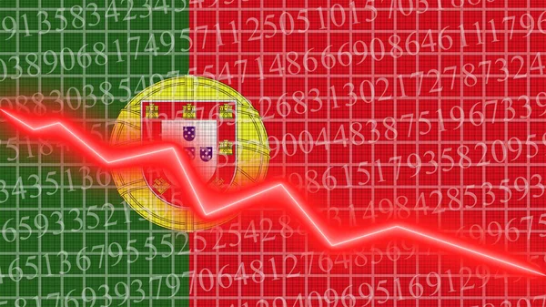 Portugal Flagge Und Fortschrittsbericht Zum Wirtschafts Und Finanzwachstum Rote Neon — Stockfoto