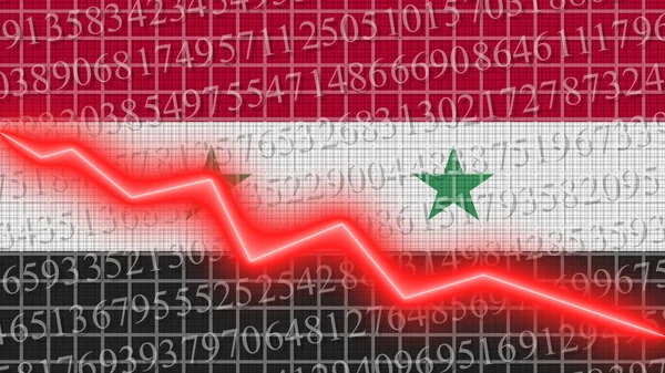 Syrian Flag Economy Financial Progress Chart Report Red Neon Zigzag — стокове фото