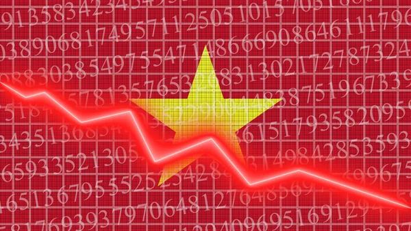 Vietnam Zászló Gazdasági Pénzügyi Növekedés Előrehaladási Chart Jelentés Piros Neon Stock Kép