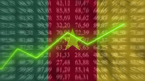 Cameroon financial growth, Economic growth, Up arrow in the chart against the background flag, 3D rendering, Illustration