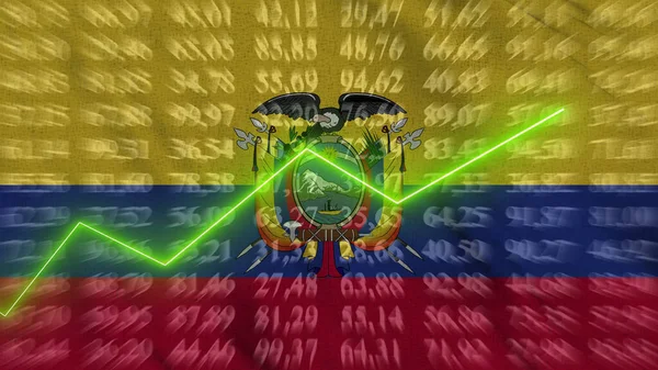 Ecuador Financial Growth Economic Growth Arrow Chart Background Flag Rendering — Foto de Stock