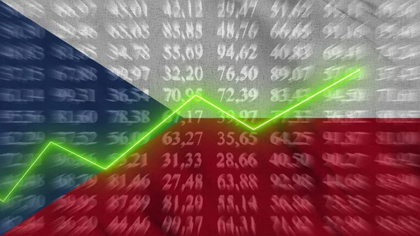 Czech Republic financial growth, Economic growth, Up arrow in the chart against the background flag, 3D rendering, Illustration