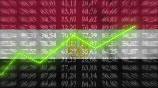 Egypt financial growth, Economic growth, Up arrow in the chart against the background flag, 3D rendering, Illustration