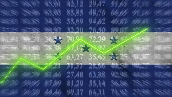 Honduras financial growth, Economic growth, Up arrow in the chart against the background flag, 3D rendering, Illustration