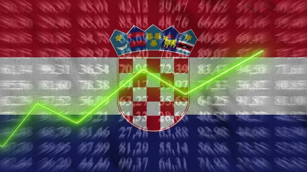 Croatia Financial Growth Economic Growth Arrow Chart Background Flag Rendering Стокова Картинка