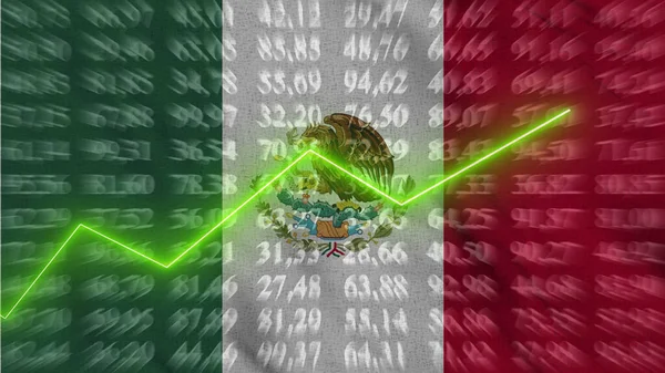 Mexico Financial Growth Economic Growth Arrow Chart Background Flag Rendering Foto Stock