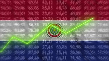 Paraguay financial growth, Economic growth, Up arrow in the chart against the background flag, 3D rendering, Illustration