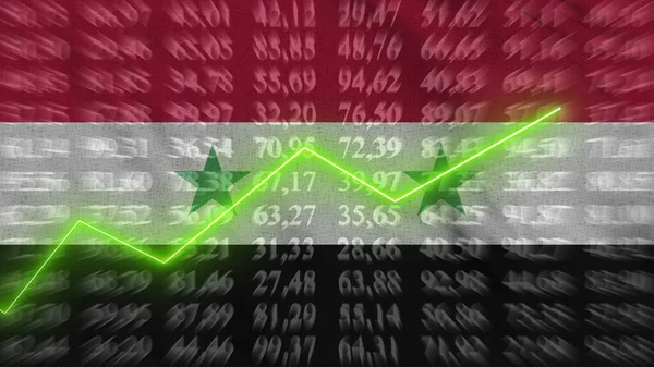 Syria financial growth, Economic growth, Up arrow in the chart against the background flag, 3D rendering, Illustration