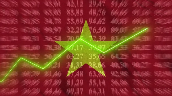 Vietnam financial growth, Economic growth, Up arrow in the chart against the background flag, 3D rendering, Illustration