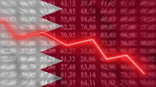 Bahrain Financial Reduce Economic Reduce Arrow Chart Background Flag Rendering — Stok fotoğraf