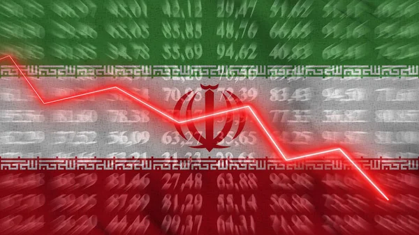 Фінансове Скорочення Ірану Економічний Спад Вгору Стрілка Таблиці Проти Фонового — стокове фото
